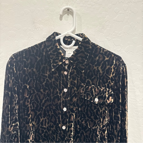 Vintage Paolo Santino Leopard Print Velvet Blouse 10 - Picture 2 of 6